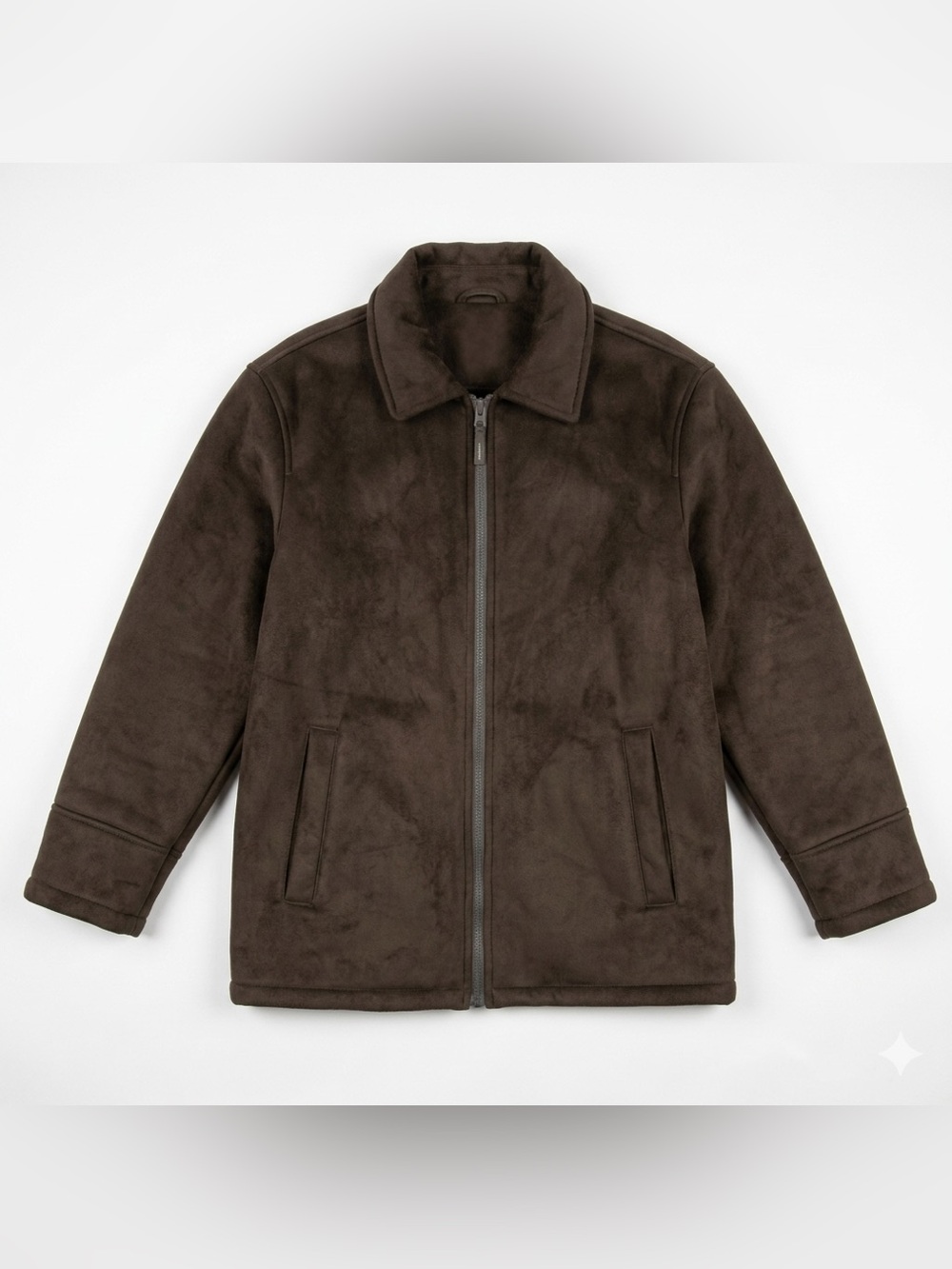 Liz Claiborne Faux Suede and Fur Dark Brown Winter Coat - Picture 1 of 10